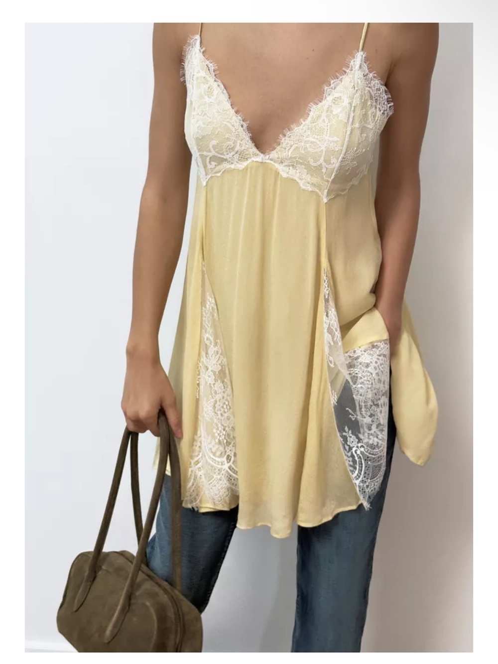 Zara Yellow Lace Mini Dress